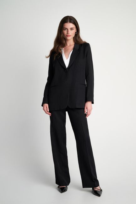Linen blend blazer - Black