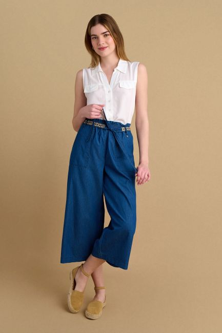 Denim-effect jupe culotte - Blue
