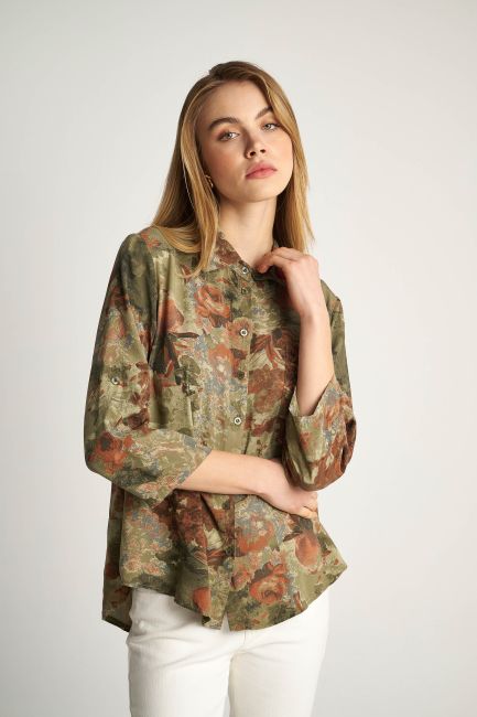 3/4 sleeve printed shirt - Multicolor